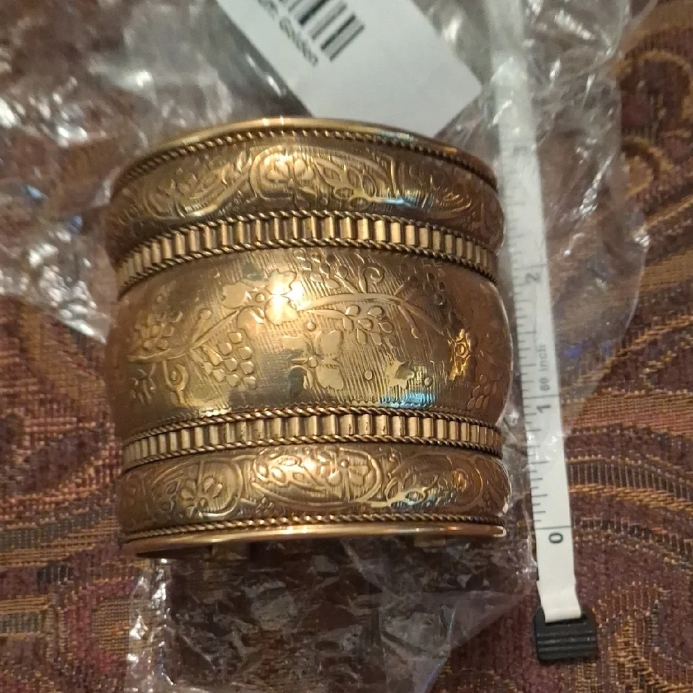 Engraved Floral Cuff Bracelet